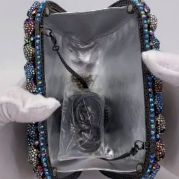 NWT Sparkling Bling Crystal Rhinestone Skull Clutch Purse Silver Gold +F… - Picture 11 of 11